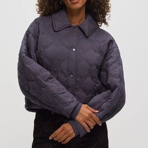 Daily Paper Philipa Quilted Button Jacket in Dark Grey/Purple, Women’s XL